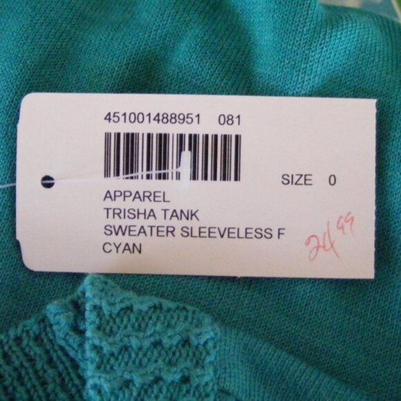 new CHICO'S Tank Top, 0/S, Knit, Cyan Trisha, Modest cut - Picture 11 of 11